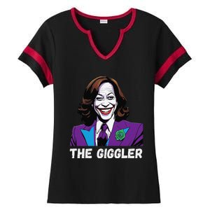 Kamala Harris As The Giggler Ladies Halftime Notch Neck Tee