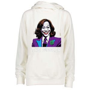 Kamala Harris As The Giggler Womens Funnel Neck Pullover Hood