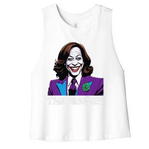 Kamala Harris As The Giggler Women's Racerback Cropped Tank