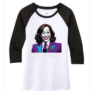 Kamala Harris As The Giggler Women's Tri-Blend 3/4-Sleeve Raglan Shirt