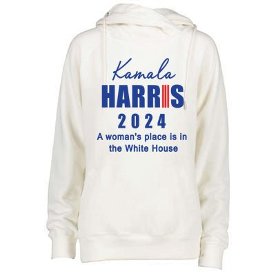 Kamala Harris A Place Is In The White House Cute Gift Womens Funnel Neck Pullover Hood