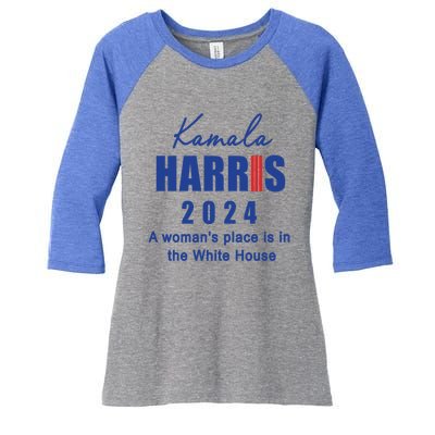 Kamala Harris A Place Is In The White House Cute Gift Women's Tri-Blend 3/4-Sleeve Raglan Shirt