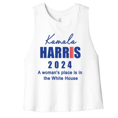 Kamala Harris A Place Is In The White House Cute Gift Women's Racerback Cropped Tank