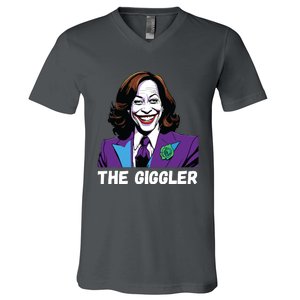 Kamala Harris As The Giggler V-Neck T-Shirt