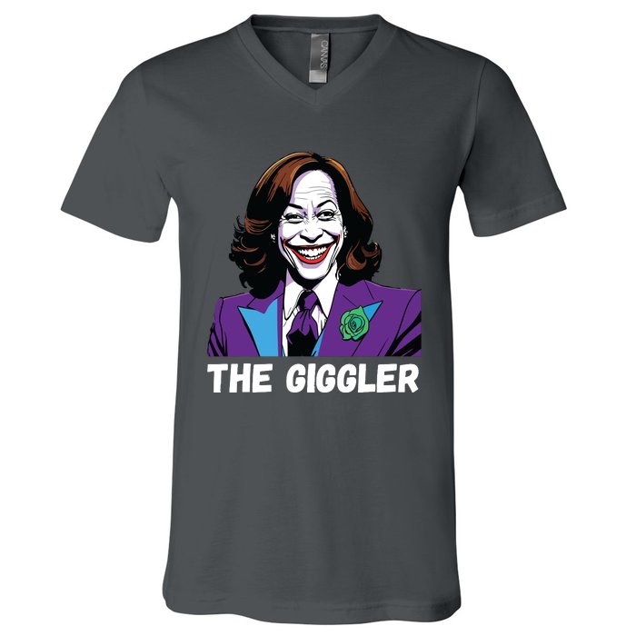 Kamala Harris As The Giggler V-Neck T-Shirt