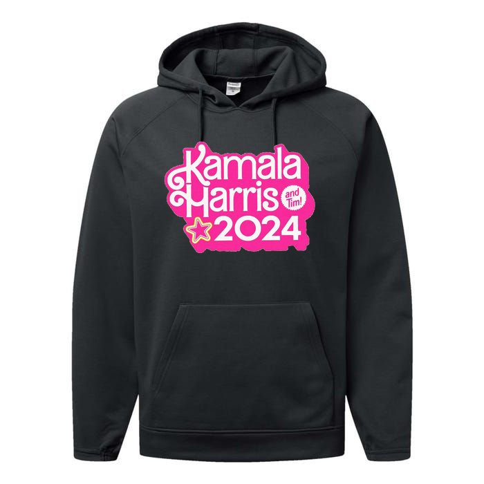 Kamala Harris And Tim 2024 Performance Fleece Hoodie