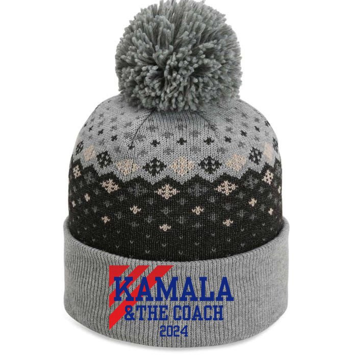 Kamala Harris And The Coach 2024 Tim Walz Design The Baniff Cuffed Pom Beanie