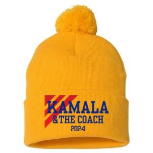 Kamala Harris And The Coach 2024 Tim Walz Design Pom Pom 12in Knit Beanie