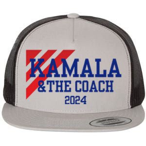 Kamala Harris And The Coach 2024 Tim Walz Design Flat Bill Trucker Hat