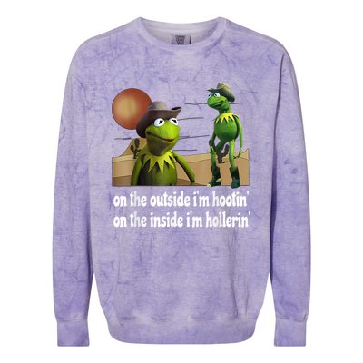 Kermit Hootin And Hollerin On The Outside Im Hootin Colorblast Crewneck Sweatshirt