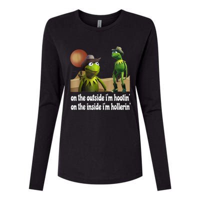 Kermit Hootin And Hollerin On The Outside Im Hootin Womens Cotton Relaxed Long Sleeve T-Shirt