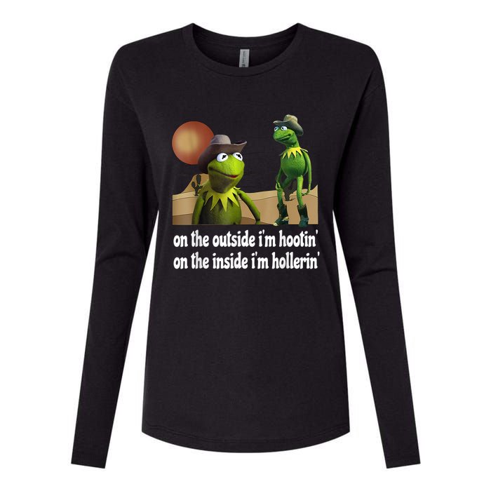 Kermit Hootin And Hollerin On The Outside Im Hootin Womens Cotton Relaxed Long Sleeve T-Shirt