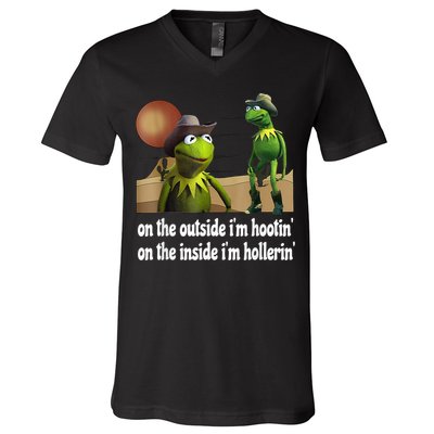 Kermit Hootin And Hollerin On The Outside Im Hootin V-Neck T-Shirt