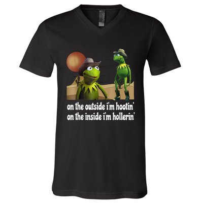 Kermit Hootin And Hollerin On The Outside Im Hootin V-Neck T-Shirt