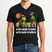 Kermit Hootin And Hollerin On The Outside Im Hootin V-Neck T-Shirt
