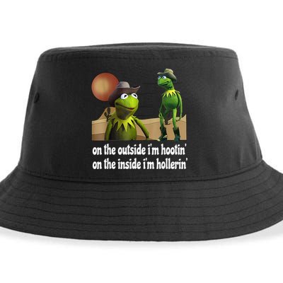 Kermit Hootin And Hollerin On The Outside Im Hootin Sustainable Bucket Hat