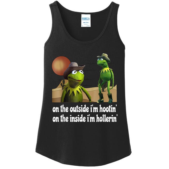 Kermit Hootin And Hollerin On The Outside Im Hootin Ladies Essential Tank