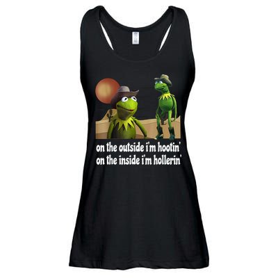 Kermit Hootin And Hollerin On The Outside Im Hootin Ladies Essential Flowy Tank