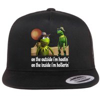 Kermit Hootin And Hollerin On The Outside Im Hootin Flat Bill Trucker Hat