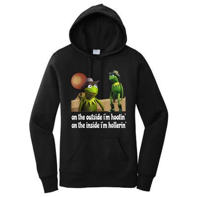 Kermit Hootin And Hollerin On The Outside Im Hootin Women's Pullover Hoodie