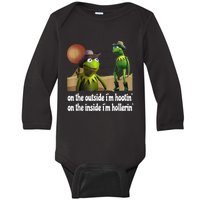 Kermit Hootin And Hollerin On The Outside Im Hootin Baby Long Sleeve Bodysuit