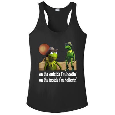 Kermit Hootin And Hollerin On The Outside Im Hootin Ladies PosiCharge Competitor Racerback Tank