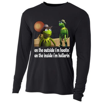 Kermit Hootin And Hollerin On The Outside Im Hootin Cooling Performance Long Sleeve Crew