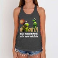 Kermit Hootin And Hollerin On The Outside Im Hootin Women's Knotted Racerback Tank