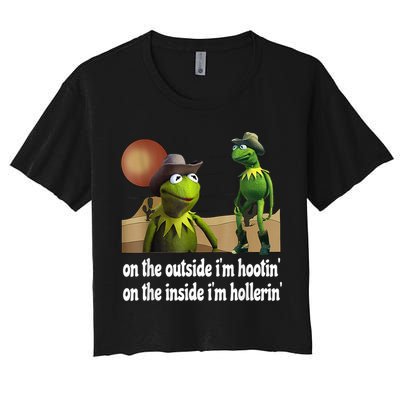 Kermit Hootin And Hollerin On The Outside Im Hootin Crop Top