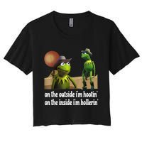 Kermit Hootin And Hollerin On The Outside Im Hootin Women's Crop Top Tee