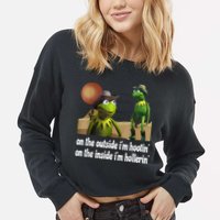 Kermit Hootin And Hollerin On The Outside Im Hootin Cropped Pullover Crew
