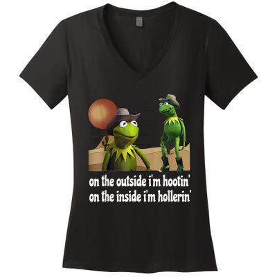 Kermit Hootin And Hollerin On The Outside Im Hootin Women's V-Neck T-Shirt