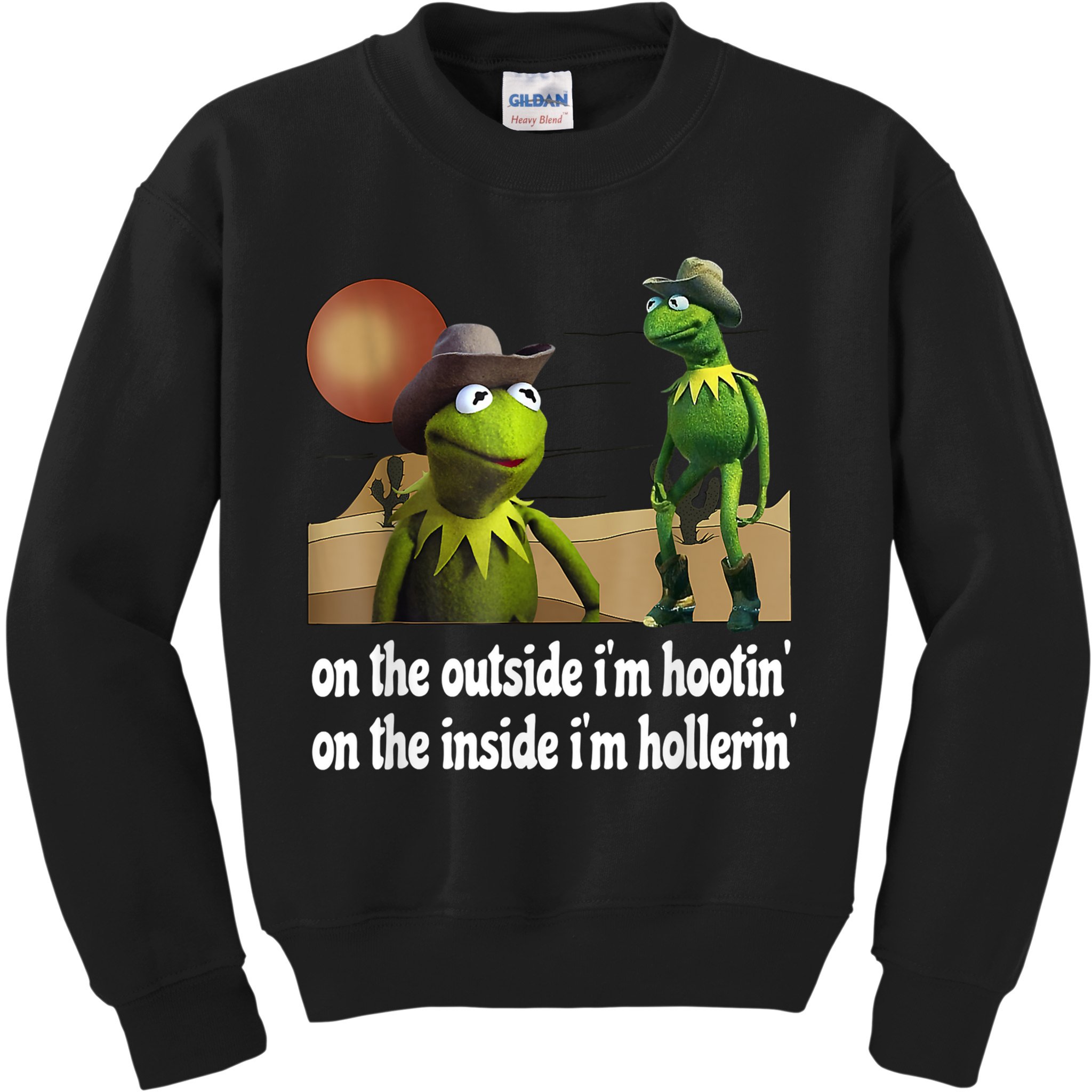 Kermit Hootin And Hollerin On The Outside Im Hootin Kids Sweatshirt