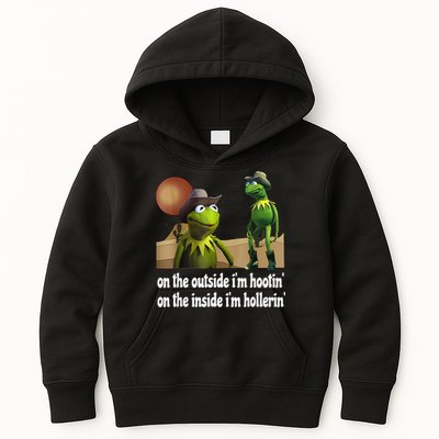 Kermit Hootin And Hollerin On The Outside Im Hootin Kids Hoodie