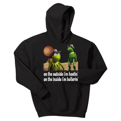 Kermit Hootin And Hollerin On The Outside Im Hootin Kids Hoodie