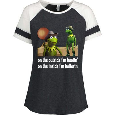 Kermit Hootin And Hollerin On The Outside Im Hootin Enza Ladies Jersey Colorblock Tee