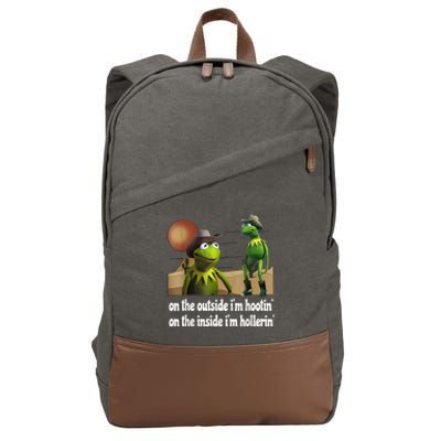 Kermit Hootin And Hollerin On The Outside Im Hootin Cotton Canvas Backpack