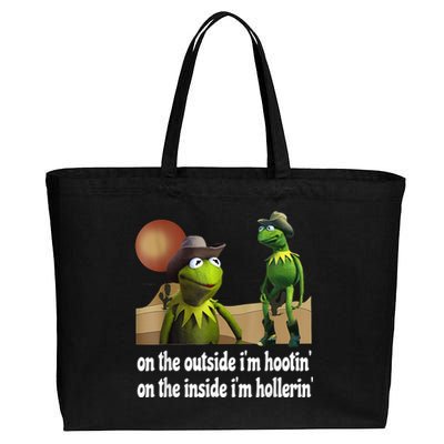 Kermit Hootin And Hollerin On The Outside Im Hootin Cotton Canvas Jumbo Tote