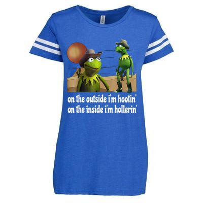 Kermit Hootin And Hollerin On The Outside Im Hootin Enza Ladies Jersey Football T-Shirt