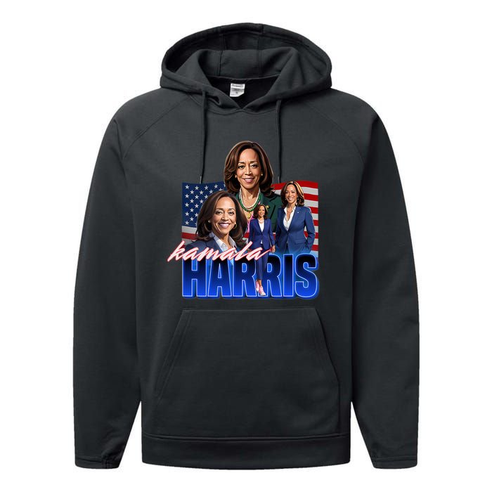 Kamala Harris American Flag Bootleg Reboot Performance Fleece Hoodie