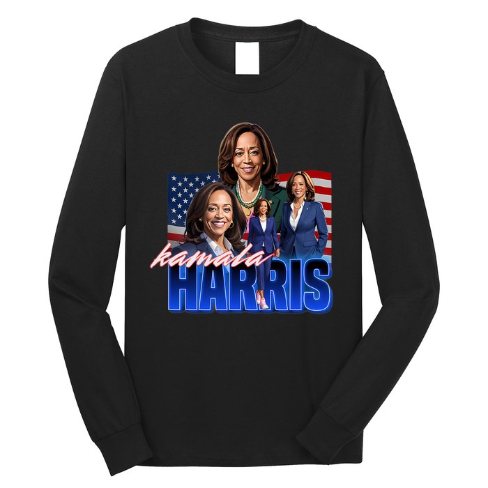 Kamala Harris American Flag Bootleg Reboot Long Sleeve Shirt