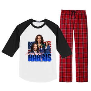 Kamala Harris American Flag Bootleg Reboot Raglan Sleeve Pajama Set