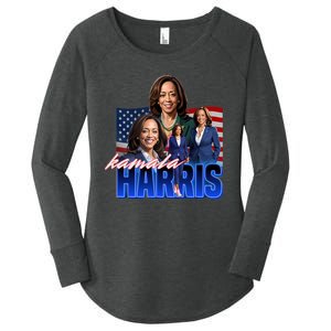 Kamala Harris American Flag Bootleg Reboot Women's Perfect Tri Tunic Long Sleeve Shirt