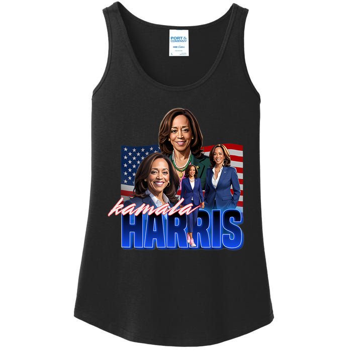 Kamala Harris American Flag Bootleg Reboot Ladies Essential Tank