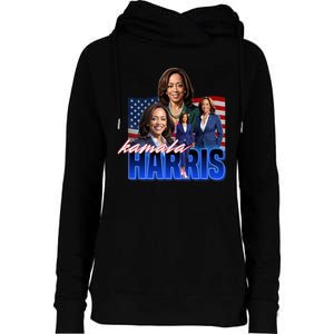 Kamala Harris American Flag Bootleg Reboot Womens Funnel Neck Pullover Hood