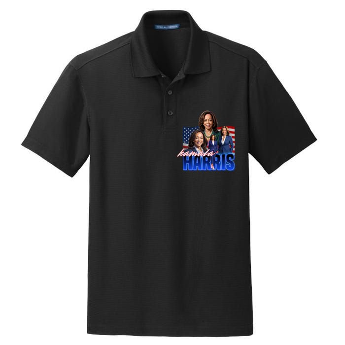 Kamala Harris American Flag Bootleg Reboot Dry Zone Grid Polo