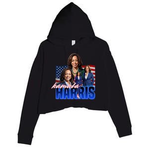 Kamala Harris American Flag Bootleg Reboot Crop Fleece Hoodie