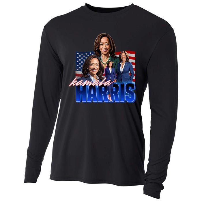 Kamala Harris American Flag Bootleg Reboot Cooling Performance Long Sleeve Crew