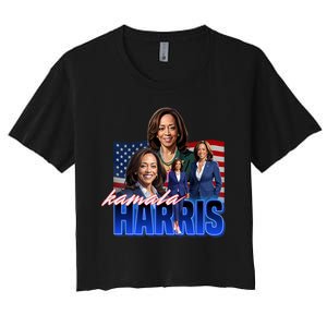 Kamala Harris American Flag Bootleg Reboot Women's Crop Top Tee