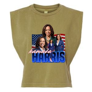 Kamala Harris American Flag Bootleg Reboot Garment-Dyed Women's Muscle Tee